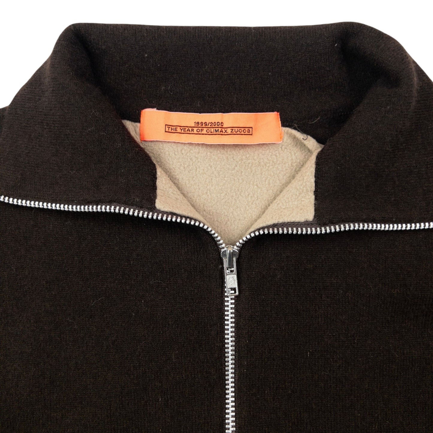 Vintage 1999 Cabane De Zucca By Issey Miyake Climax Zip Up Wool Jumper Womens Size M | Medium, Brown