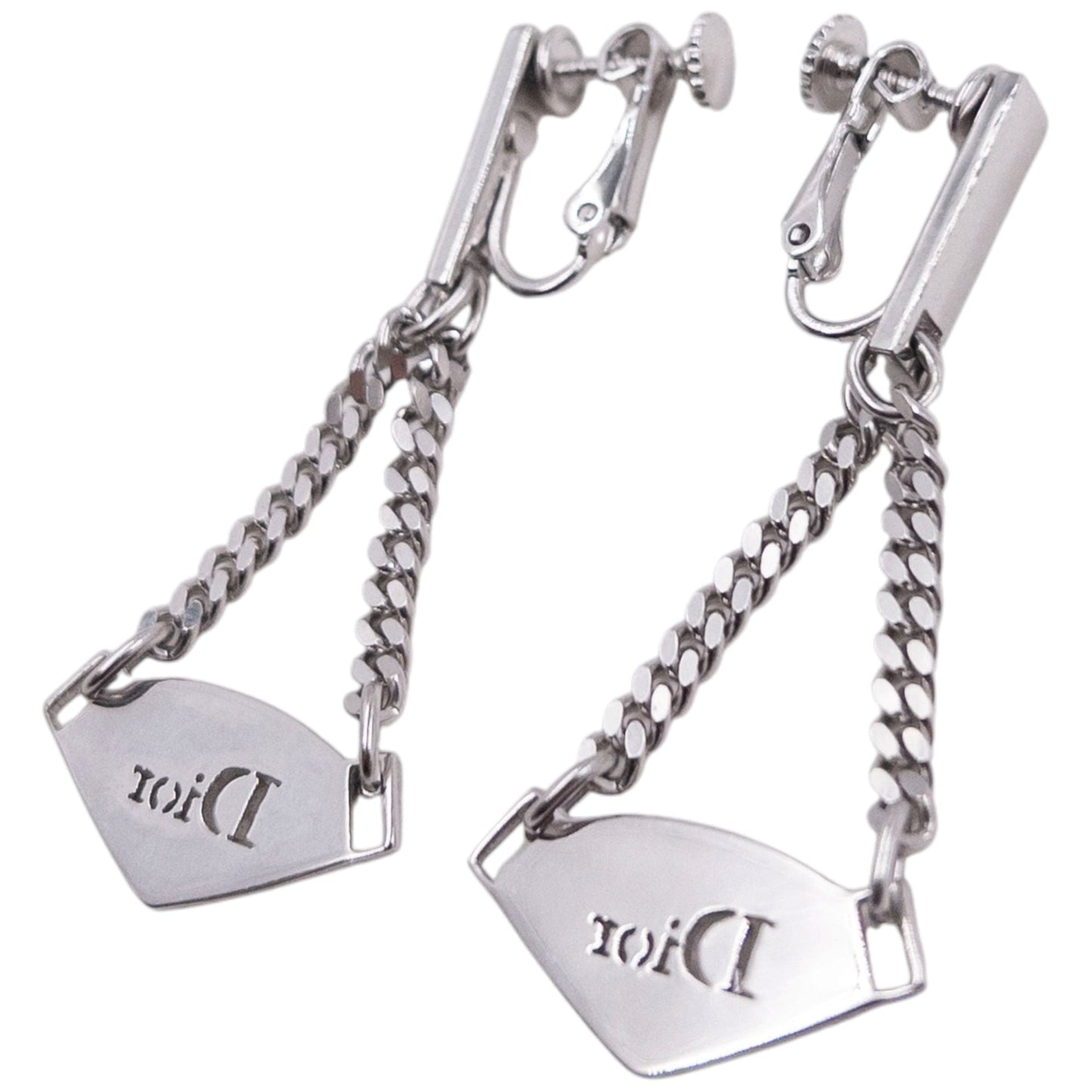 Vintage 2000s Dior By John Galliano Silver Clip-On Earrings | O/S, Grey