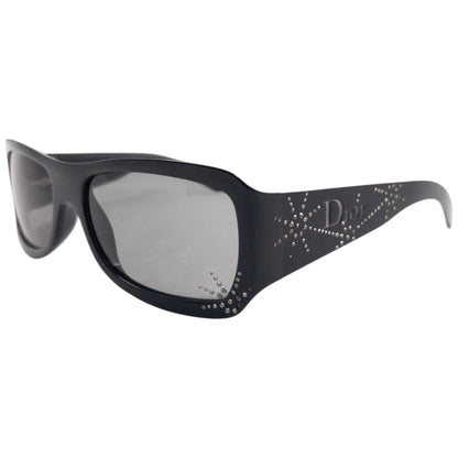 Vintage 2000s Dior Spidior 2 Diamonte Sunglasses | O/S, Black