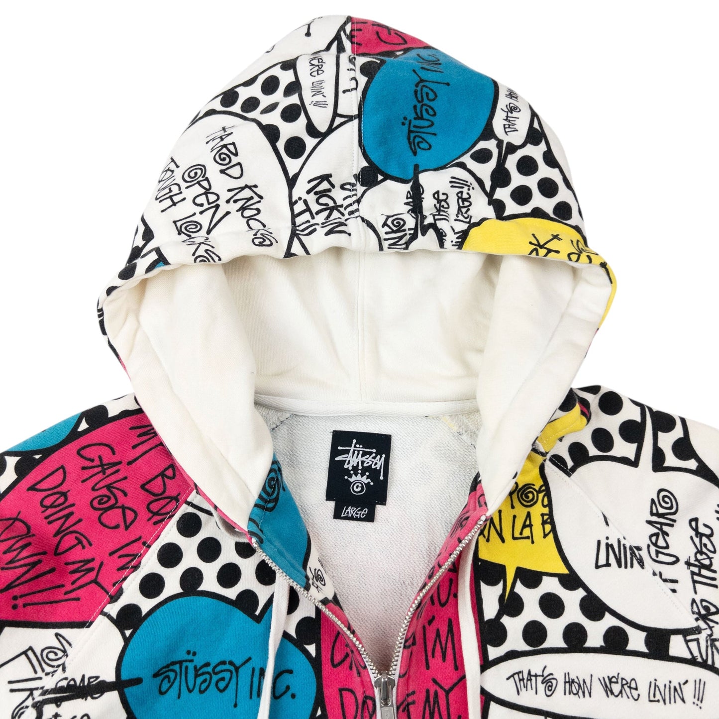 Vintage 2000s Stussy Speech Bubble Zip Up Hoodie Size L | Large, Multicolour