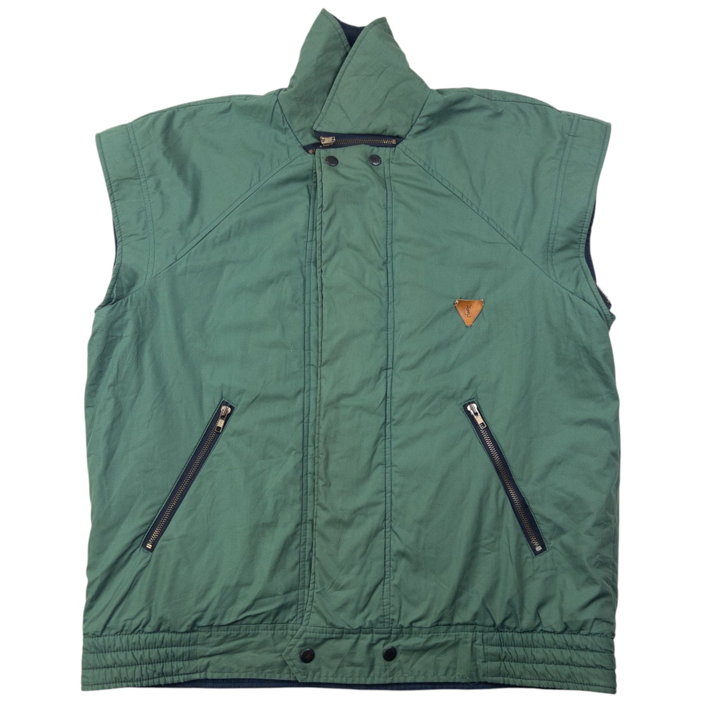 Vintage 90s YSL Yves Saint Laurent Reversible Zip-Off Sleeve Jacket Size M