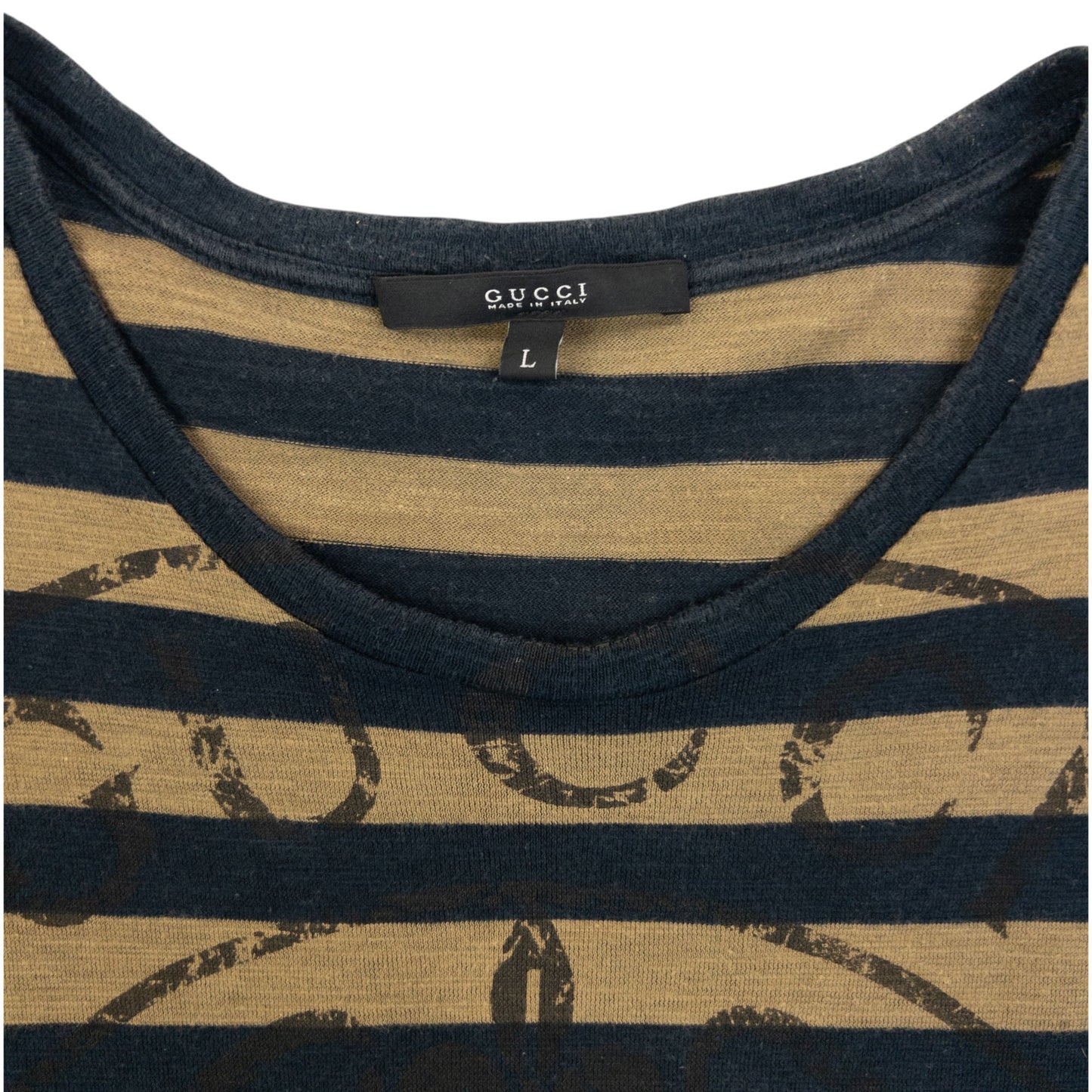 Vintage 2000s Gucci Striped Graphic T Shirt Womens Size L | Large, Multicoloured