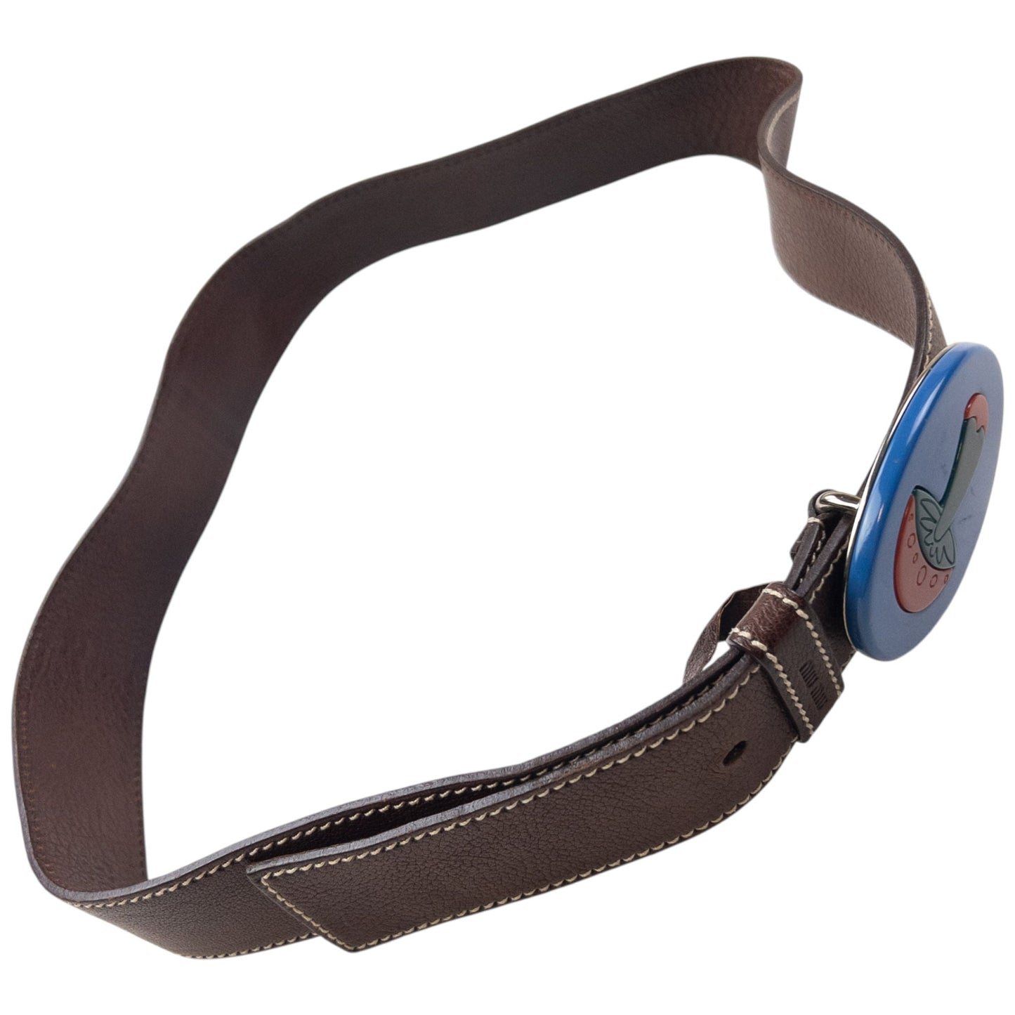 Vintage 2005 Miu Miu Mushroom Buckle Leather Belt Size L | O/S, Brown