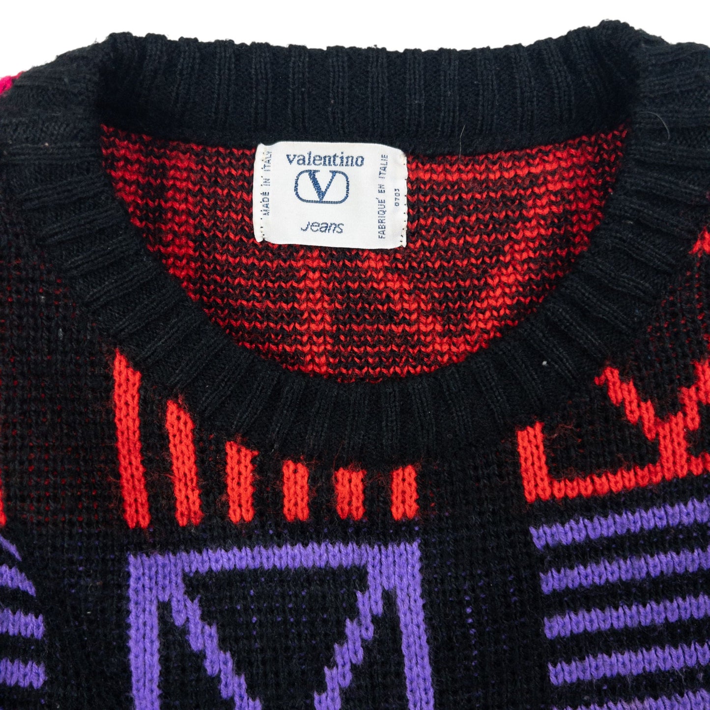Vintage Valentino Jeans Geometric Knit Jumper Size S