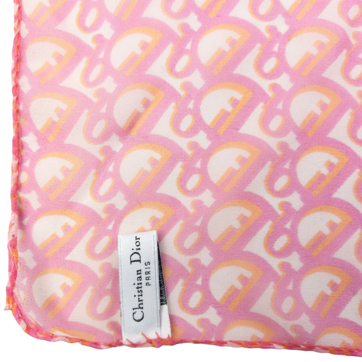 Vintage 2000s Dior Monogram Sheer Silk Scarf | O/S, Orange