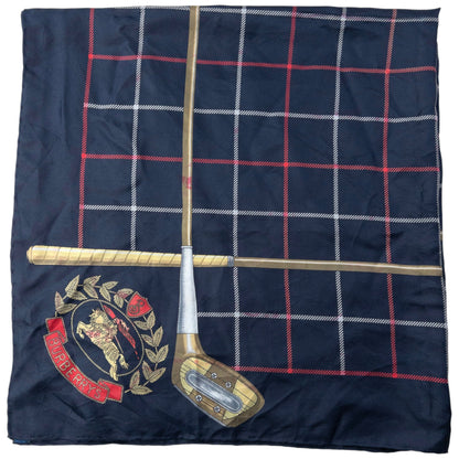 Vintage 90s Burberry Golf Club Silk Scarf | O/S, Navy