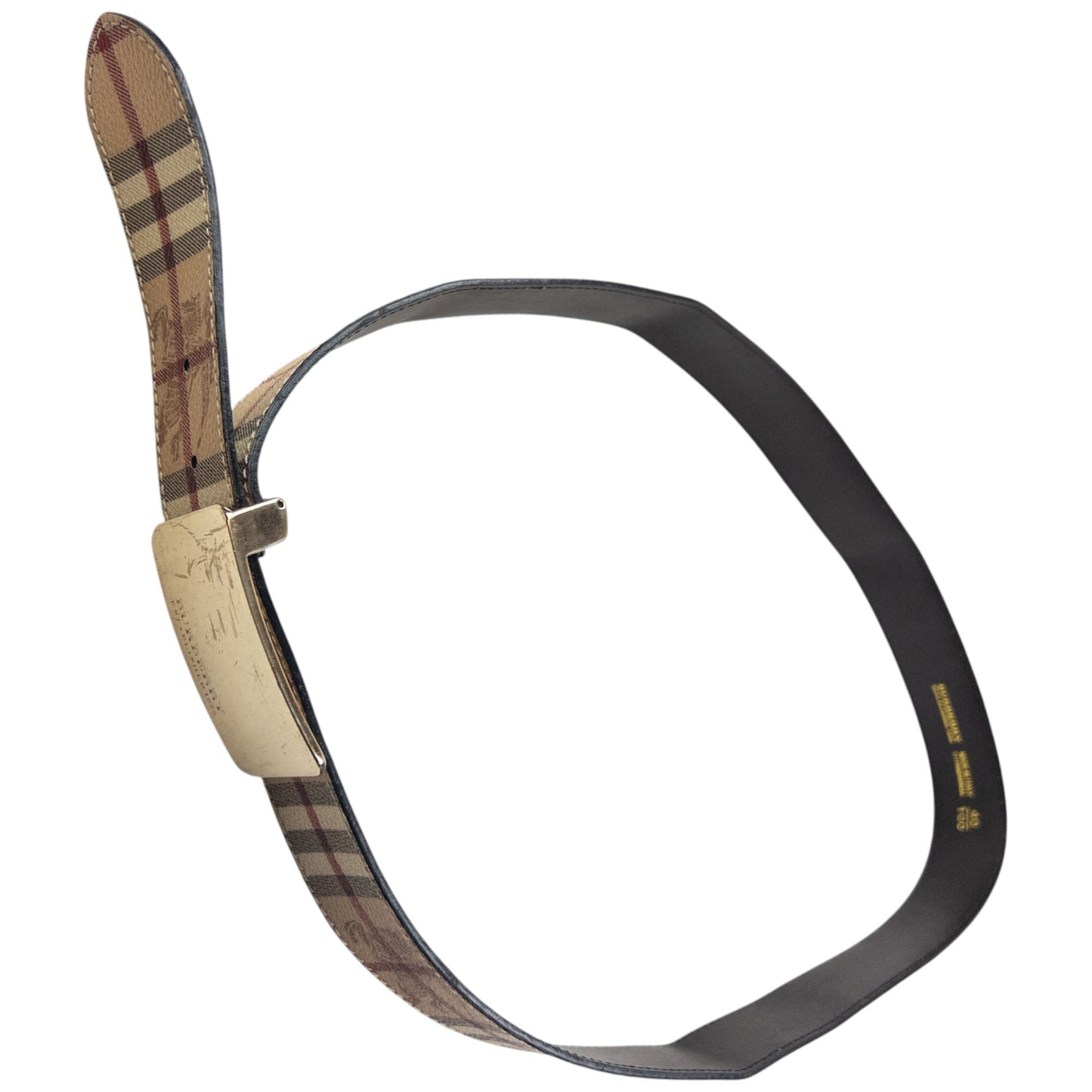 Vintage 2000s Burberry Nova Check Leather Belt Size XL | O/S, Beige