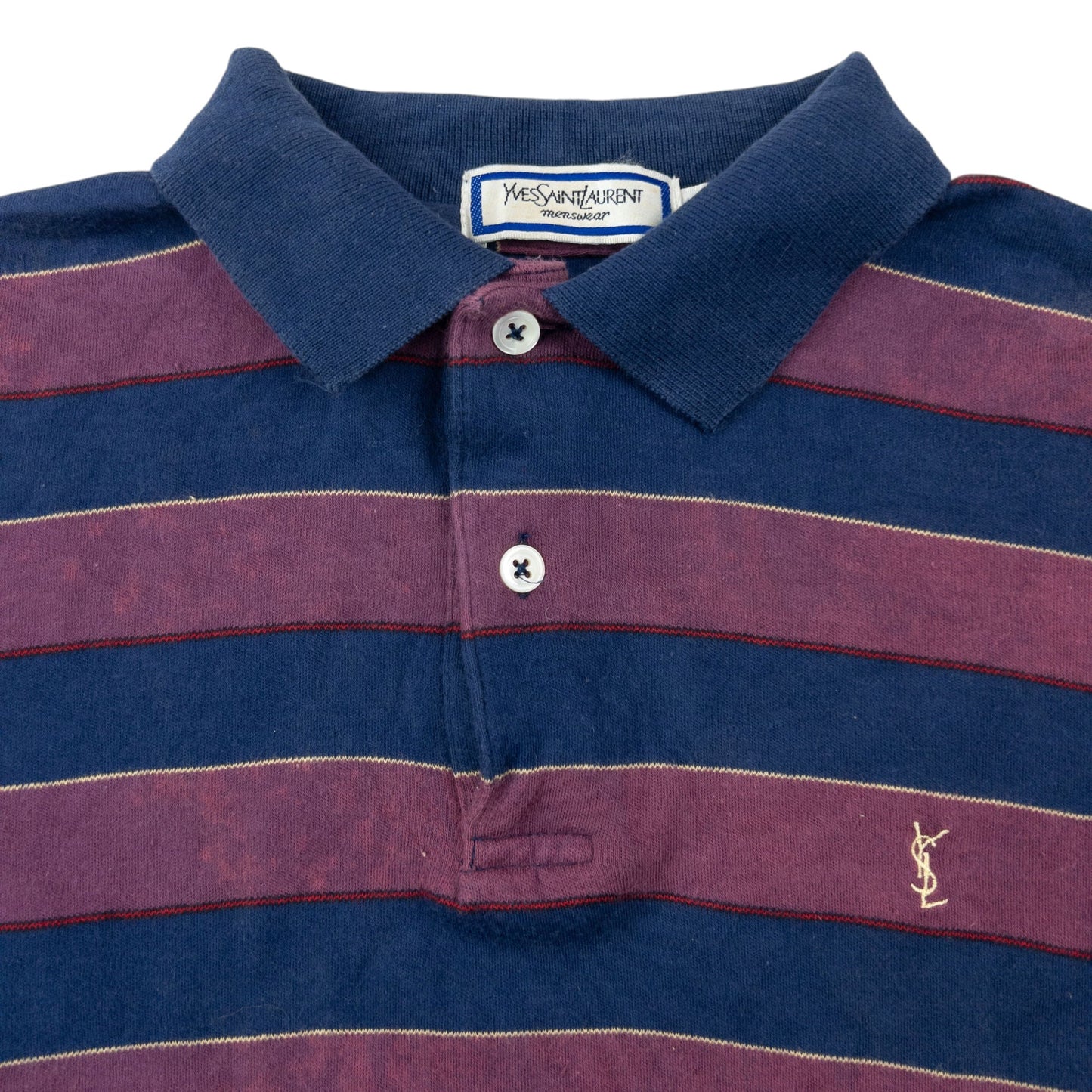 Vintage 80s YSL Yves Saint Laurent Striped Long Sleeve Polo Shirt Size XS | XS, Multicoloured