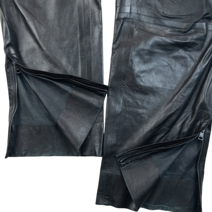 Vintage 2000s Gucci By Tom Ford Zip Cuff Leather Trousers Size L | Large, Black