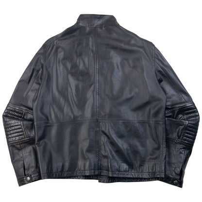 Vintage 2000s Versace Classic Zip Up Leather Jacket Size L | Large, Black