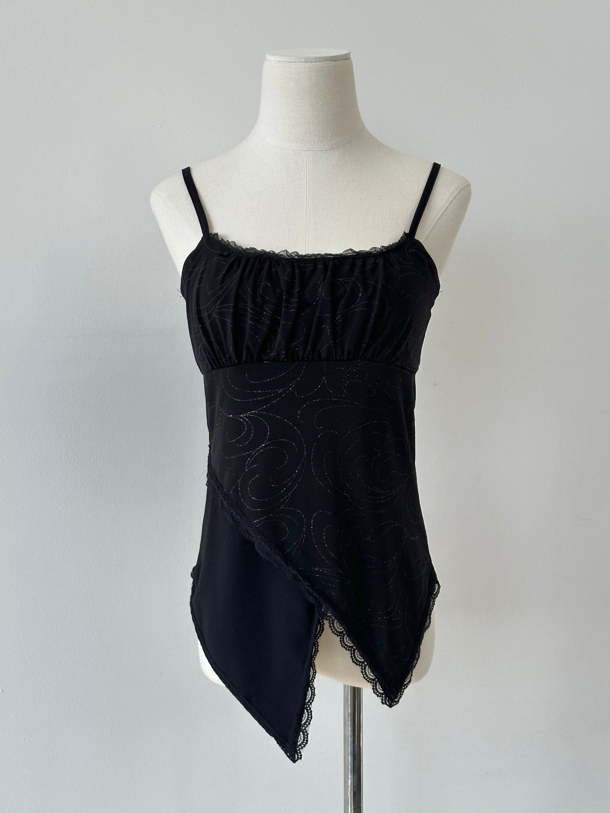 Vintage 1990s Asymmetric Glittery Cami Top - S
