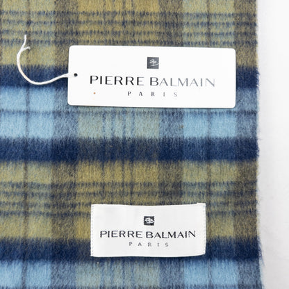 Vintage 90s Pierre Balmain Checkered Wool Tassel Scarf | O/S, Multicoloured