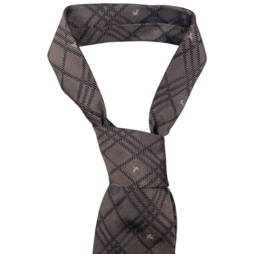 Vintage Burberry Nova Check Monogram Silk Tie