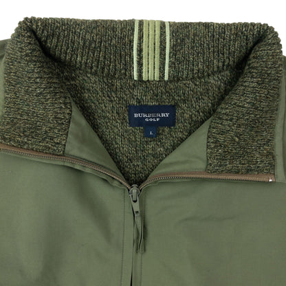 Vintage 2000s Burberry Golf Knit Sleeve Zip Up Jacket Size L | Large, Green