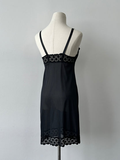 Vintage 1990s Satin Lace Mini Sheer Slip Dress - XS
