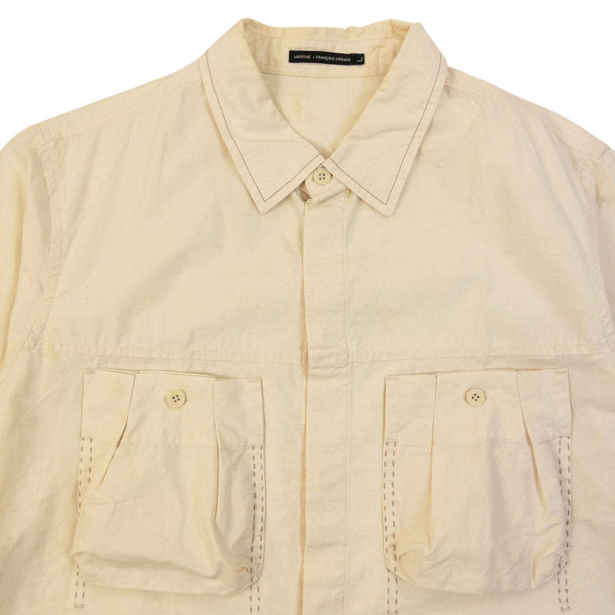 Vintage 2000s Marithe + Francois Girbaud Long Sleeve Button Up Shirt Size M | Medium, Cream