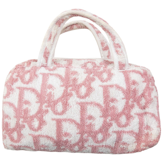 Vintage 2000s Dior Monogram Terry Cloth Handbag | O/S, Pink