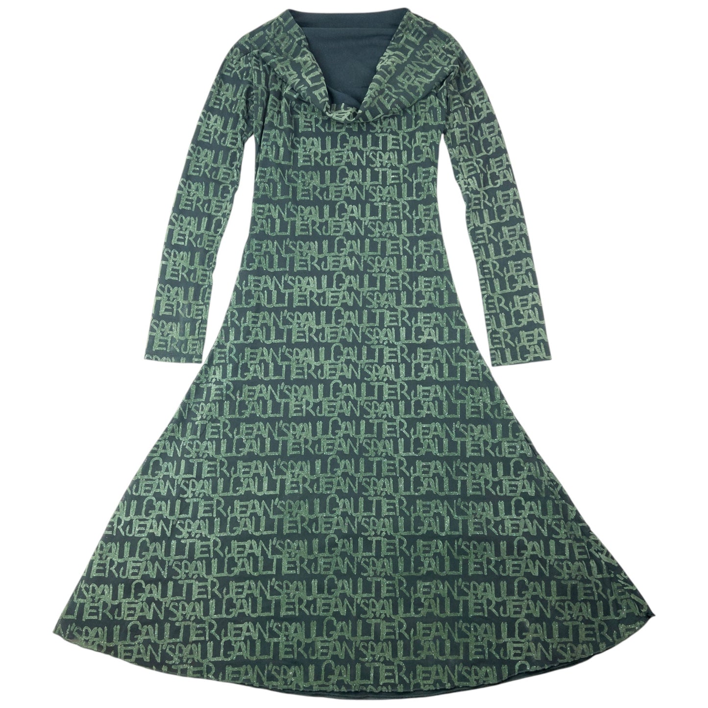 Vintage 2000s Jean Paul Gaultier Mesh Monogram Long Sleeve Dress Womens Size S | Small, Green