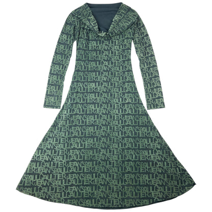 Vintage 2000s Jean Paul Gaultier Mesh Monogram Long Sleeve Dress Womens Size S | Small, Green