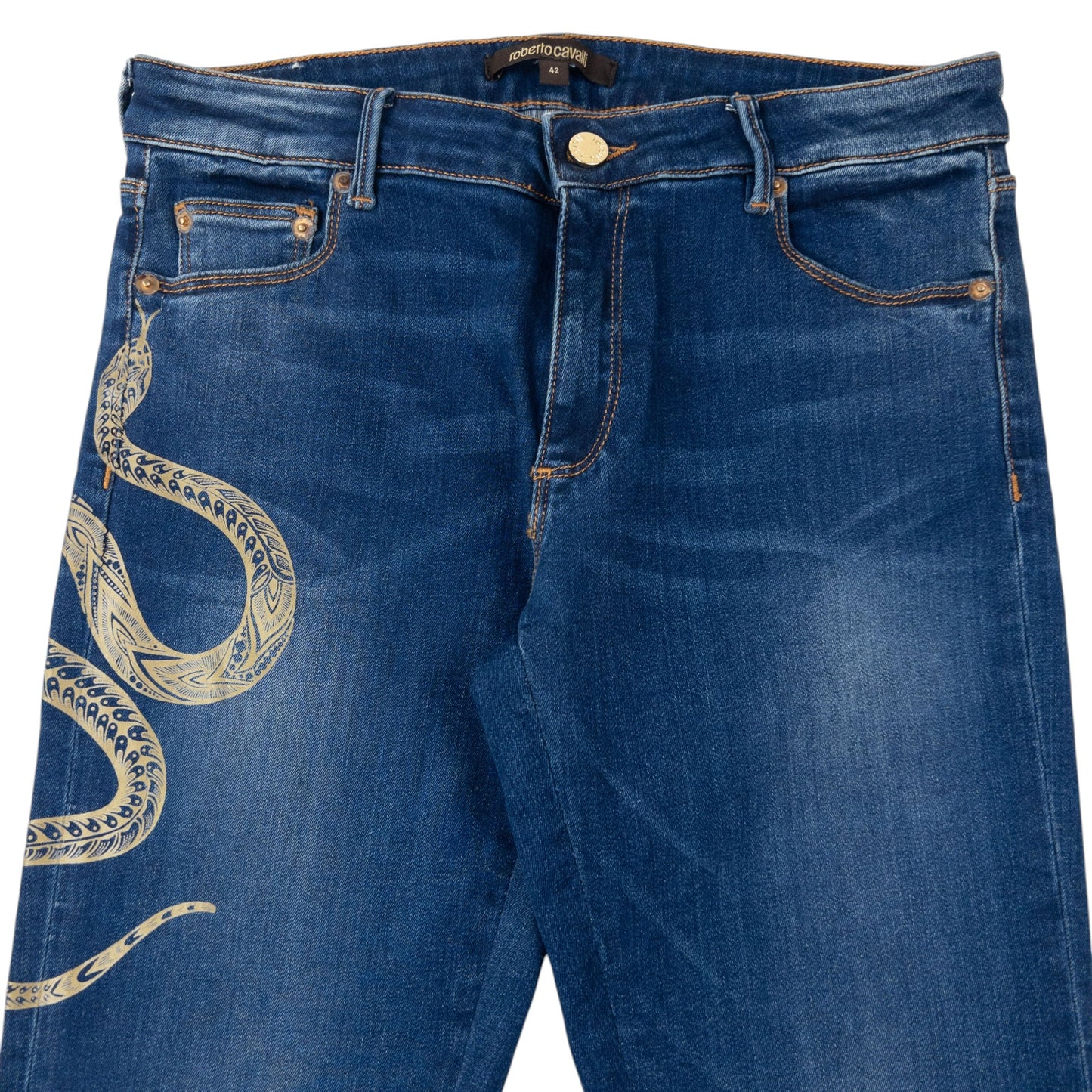 Vintage 2000s Roberto Cavalli Tribal Snake Skinny Jeans Womens Size W30 | W30, Multicoloured