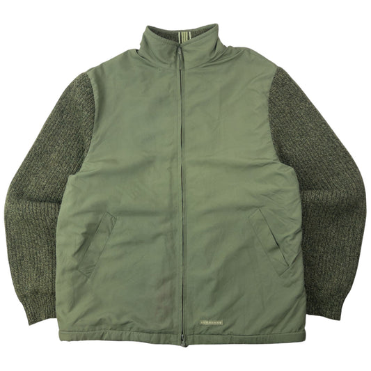 Vintage 2000s Burberry Golf Knit Sleeve Zip Up Jacket Size L | Large, Green