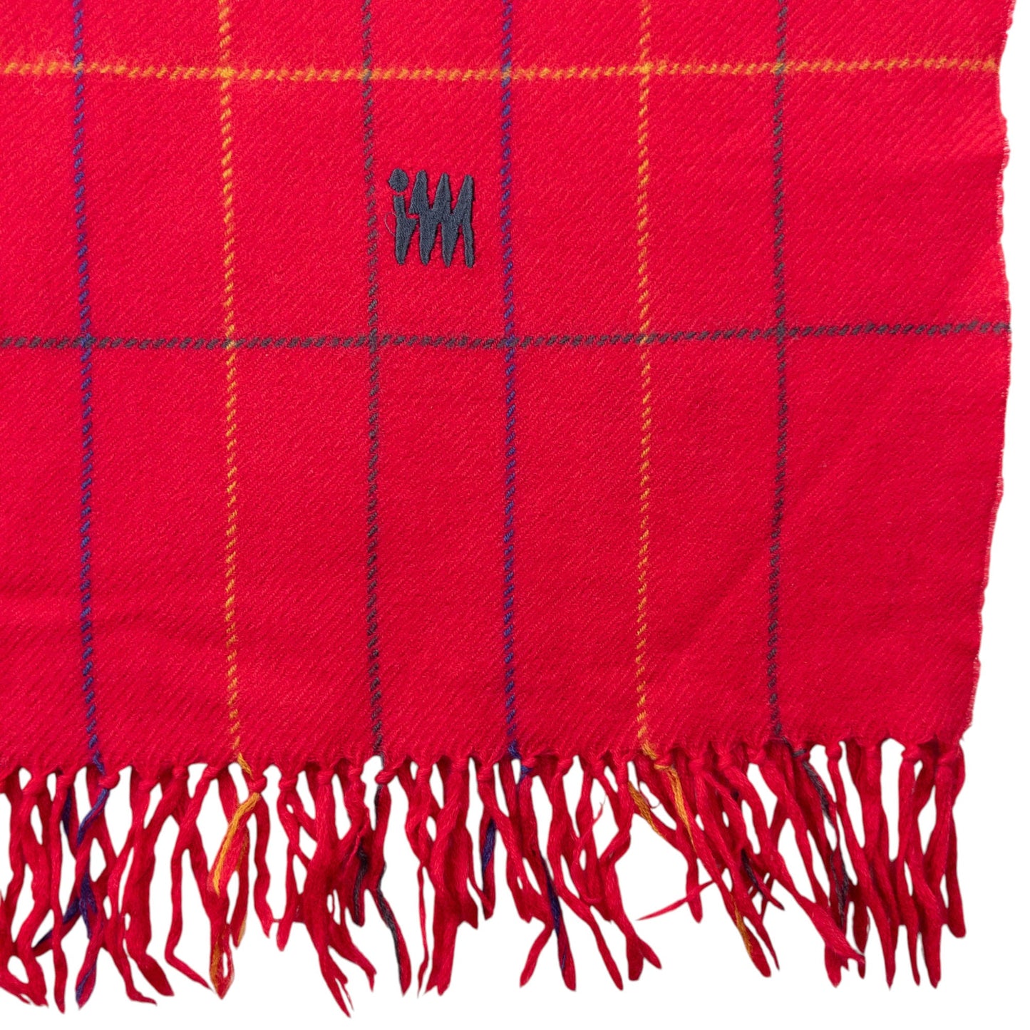 Vintage 2000s Issey Miyake Checkered Wool Tassel Scarf | O/S, Red