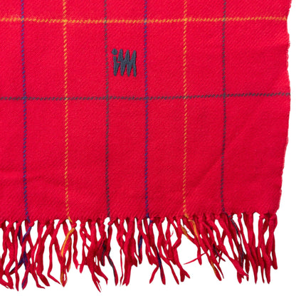 Vintage 2000s Issey Miyake Checkered Wool Tassel Scarf | O/S, Red