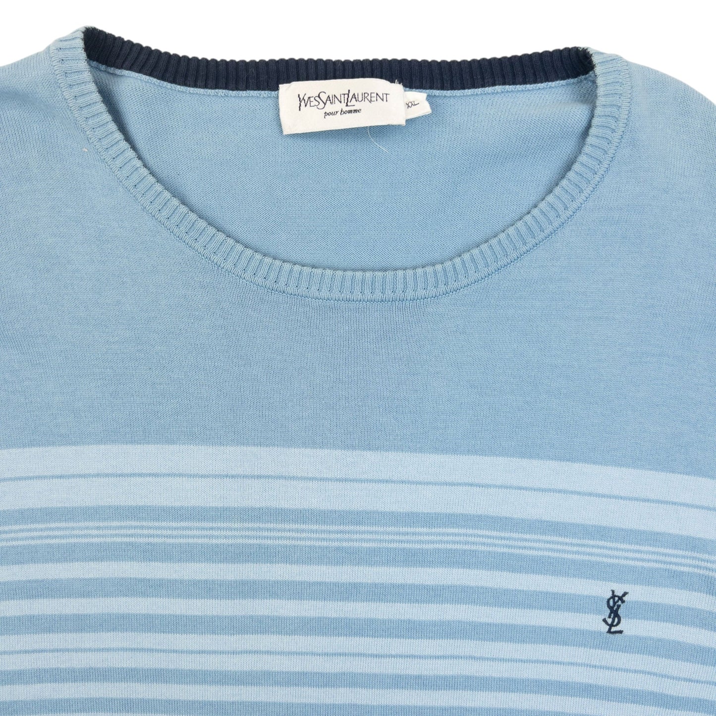 Vintage 2000s YSL Yves Saint Laurent Striped Jumper Size L | Large, Blue