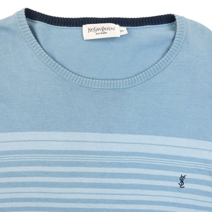 Vintage 2000s YSL Yves Saint Laurent Striped Jumper Size L | Large, Blue