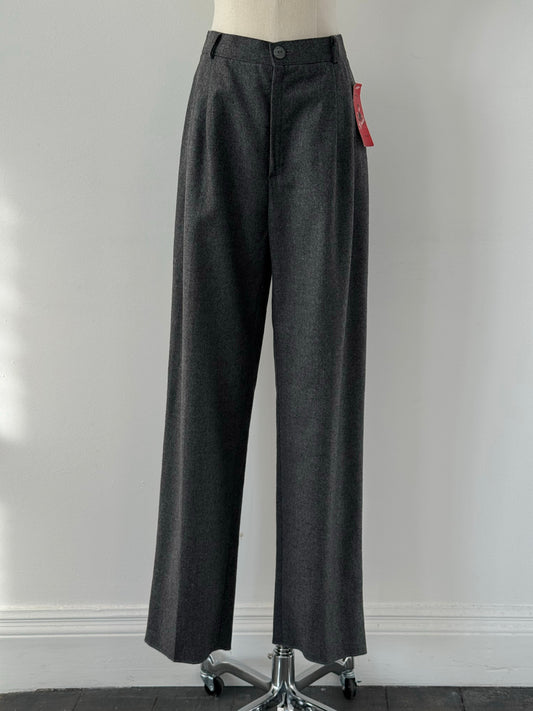 Italian Vintage 1980s Pure Wool Straight Leg Trousers - W26