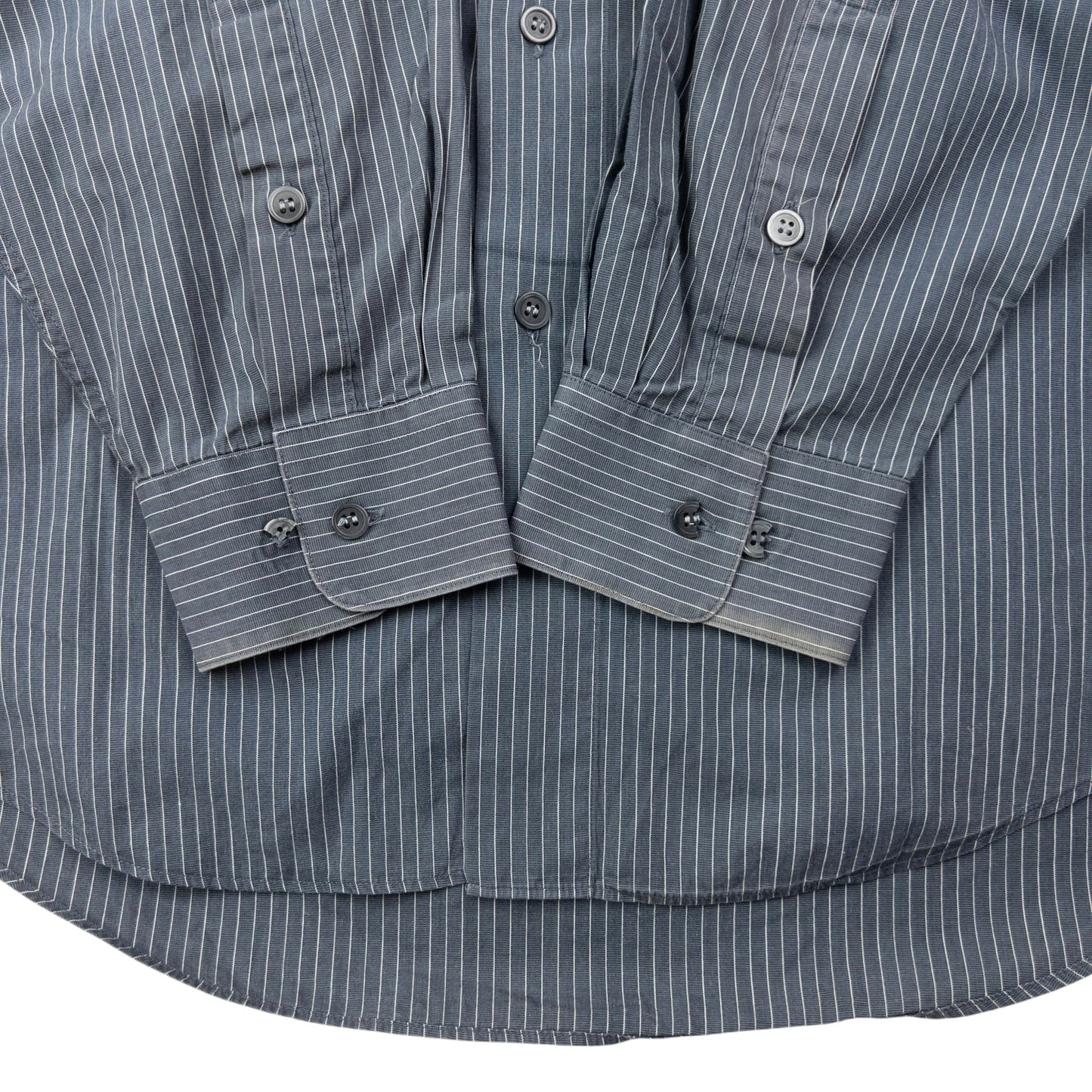 Vintage 90s Issey Miyake Striped Long Sleeve Button Up Shirt Size L | Large, Grey