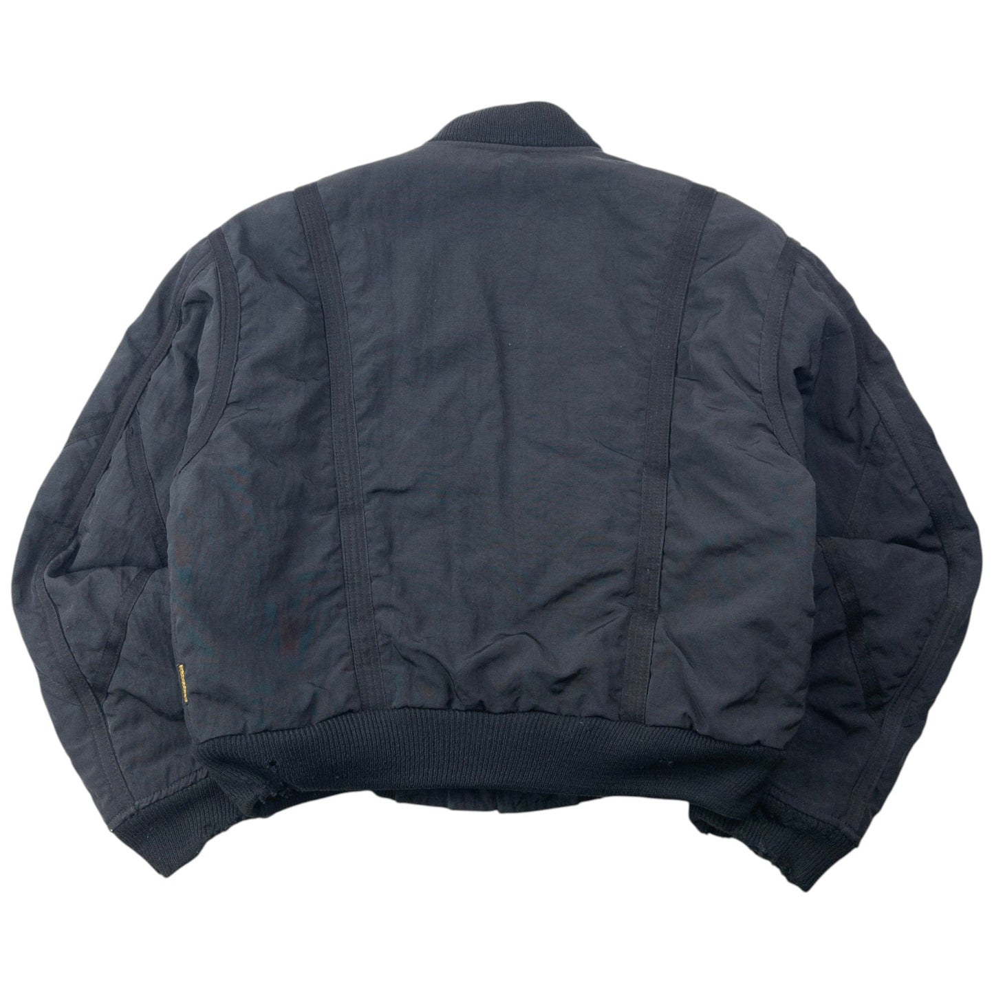 Vintage 90s Armani Jeans Ballistic Nylon Padded Bomber Jacket Size XL | XL, Black