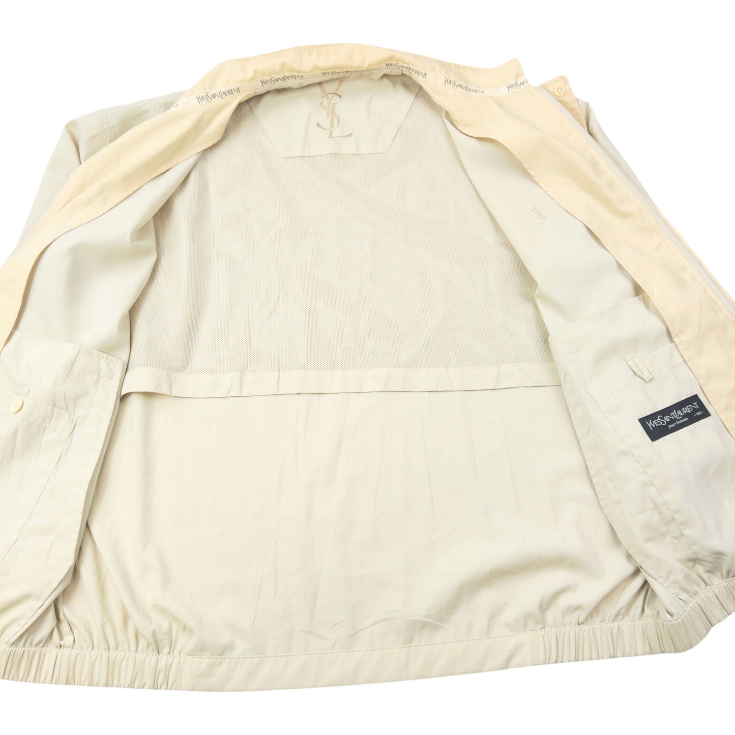 Vintage 90s YSL Yves Saint Laurent Harrington Jacket Size M | Medium, Cream