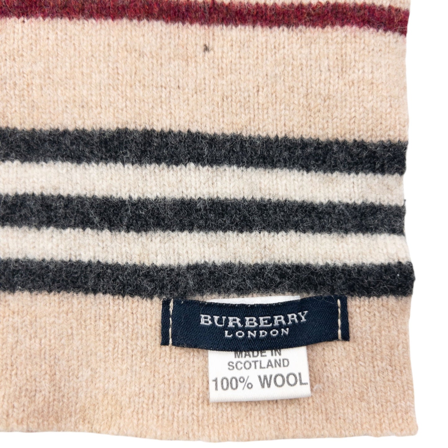 Vintage 2000s Burberry Nova Stripe Wool Scarf | O/S, Beige