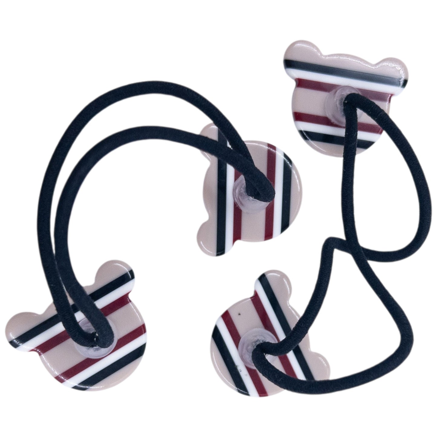 Vintage 2000s Burberry Nova Stripe Bear Hair Ties | O/S, Beige, Black, Red, White