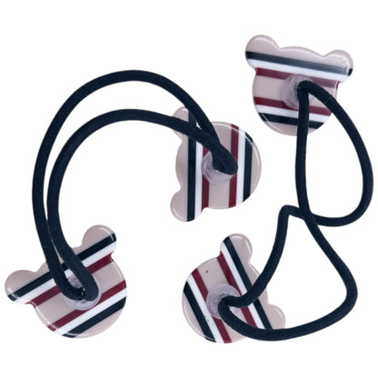 Vintage 2000s Burberry Nova Stripe Bear Hair Ties | O/S, Beige, Black, Red, White