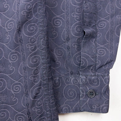 Vintage 90s Gianni Versace Swirl Pattern Long Sleeve Button Up Shirt Size XL | XL, Grey