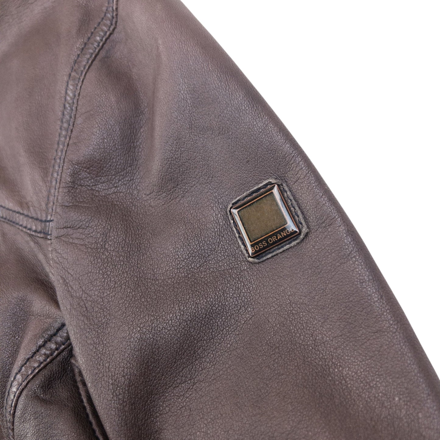 Vintage 90s Hugo Boss Zip Up Leather Jacket Size M | Medium, Brown
