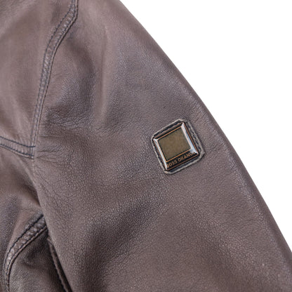 Vintage 90s Hugo Boss Zip Up Leather Jacket Size M | Medium, Brown