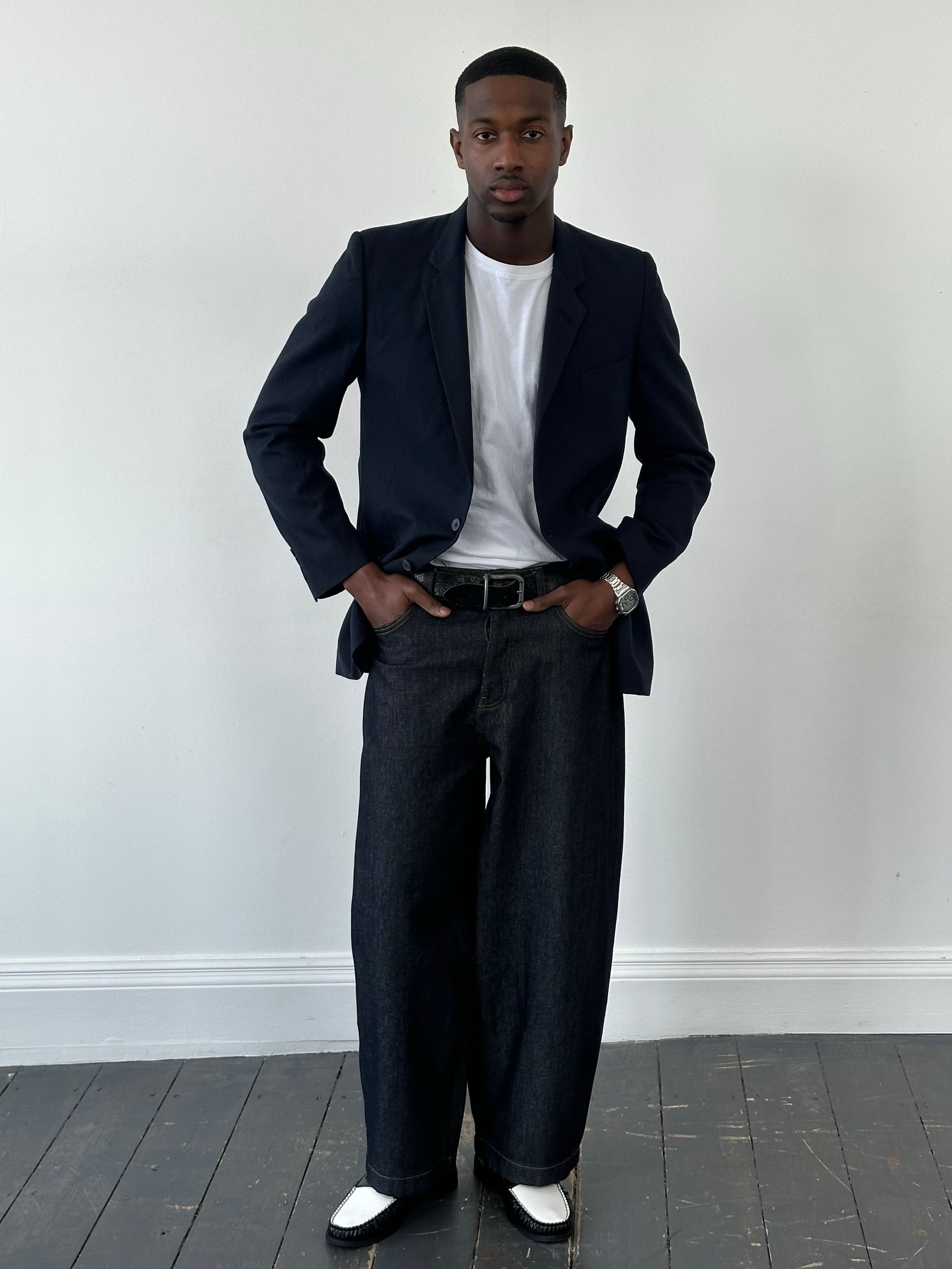 Christian Dior Monsieur 1980s wool striped blazer, men's 40R, tailored vintage blazer with classic pattern and elegant style.