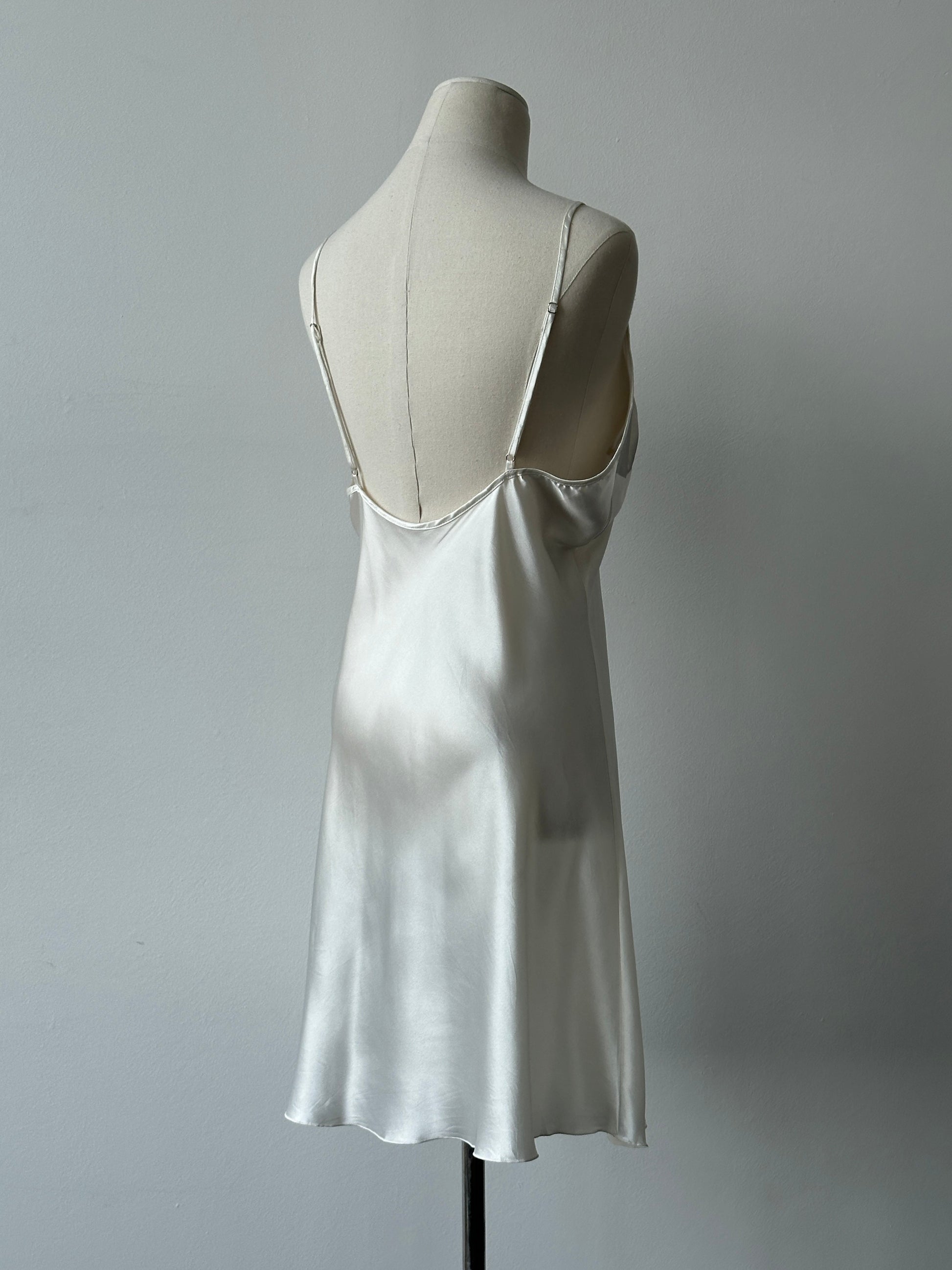 Vintage 2000s Satin Lace Midi Slip Dress - L