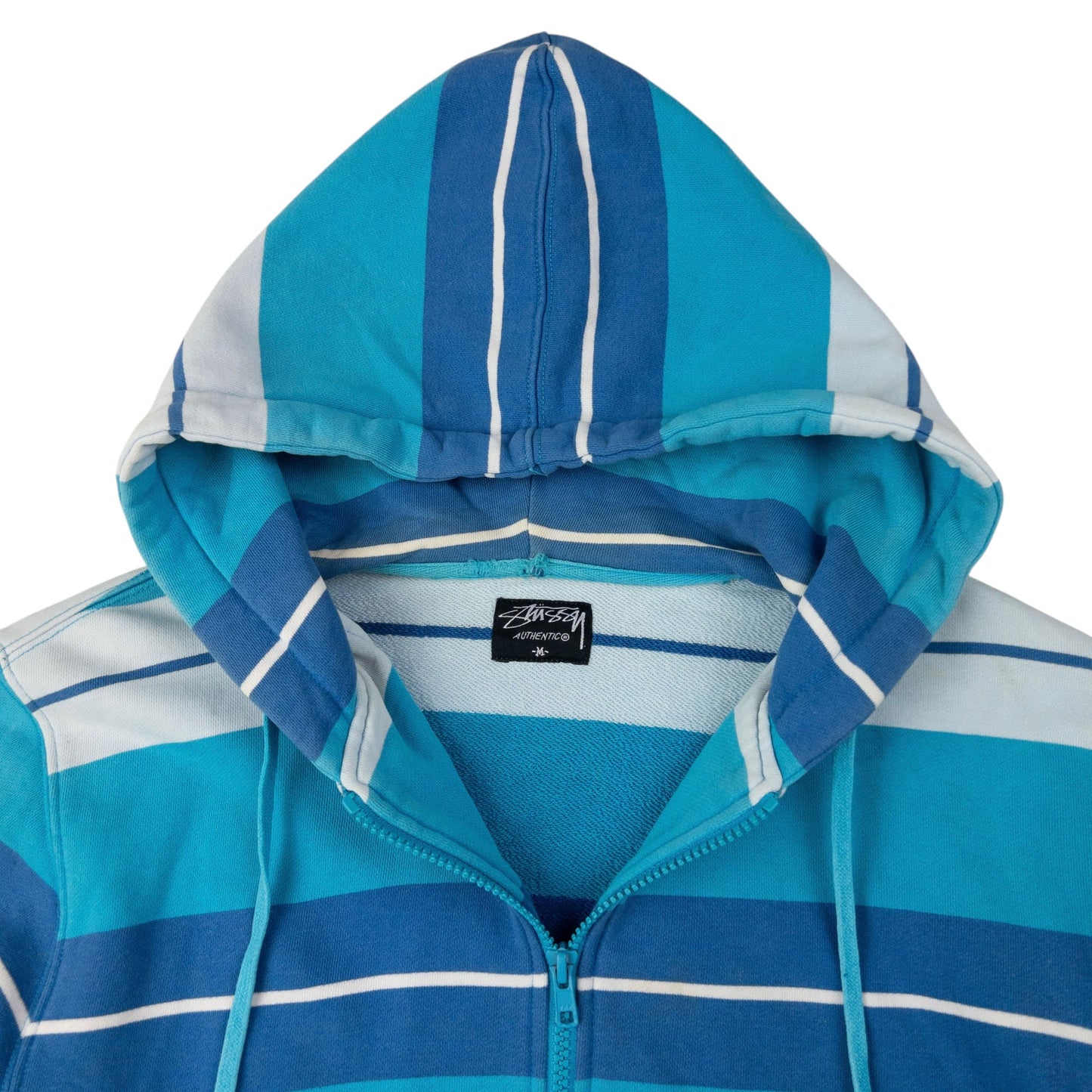 Vintage Stussy Striped Zip Up Hoodie Size M