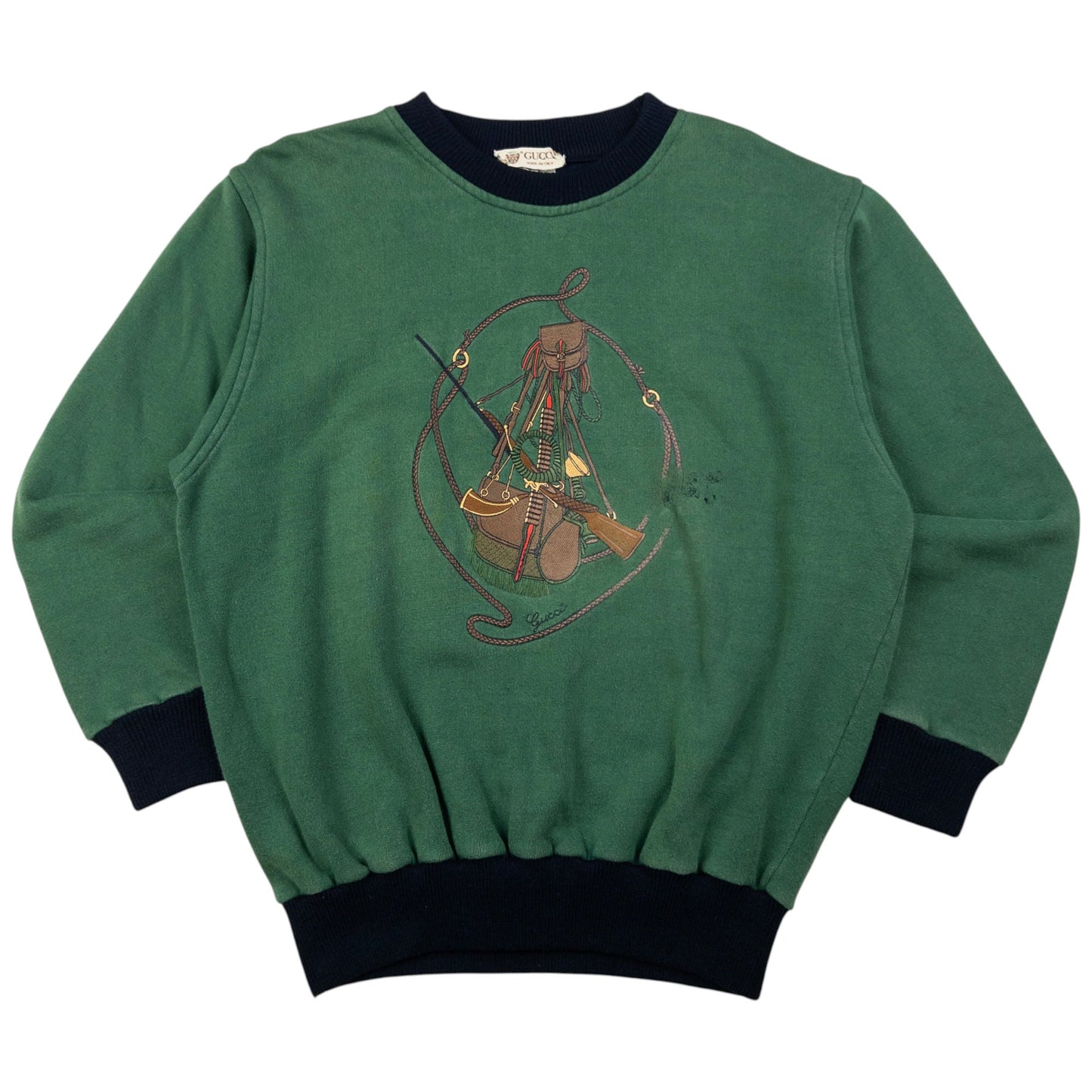 Vintage Gucci Embroidered Hunting Sweatshirt Size S