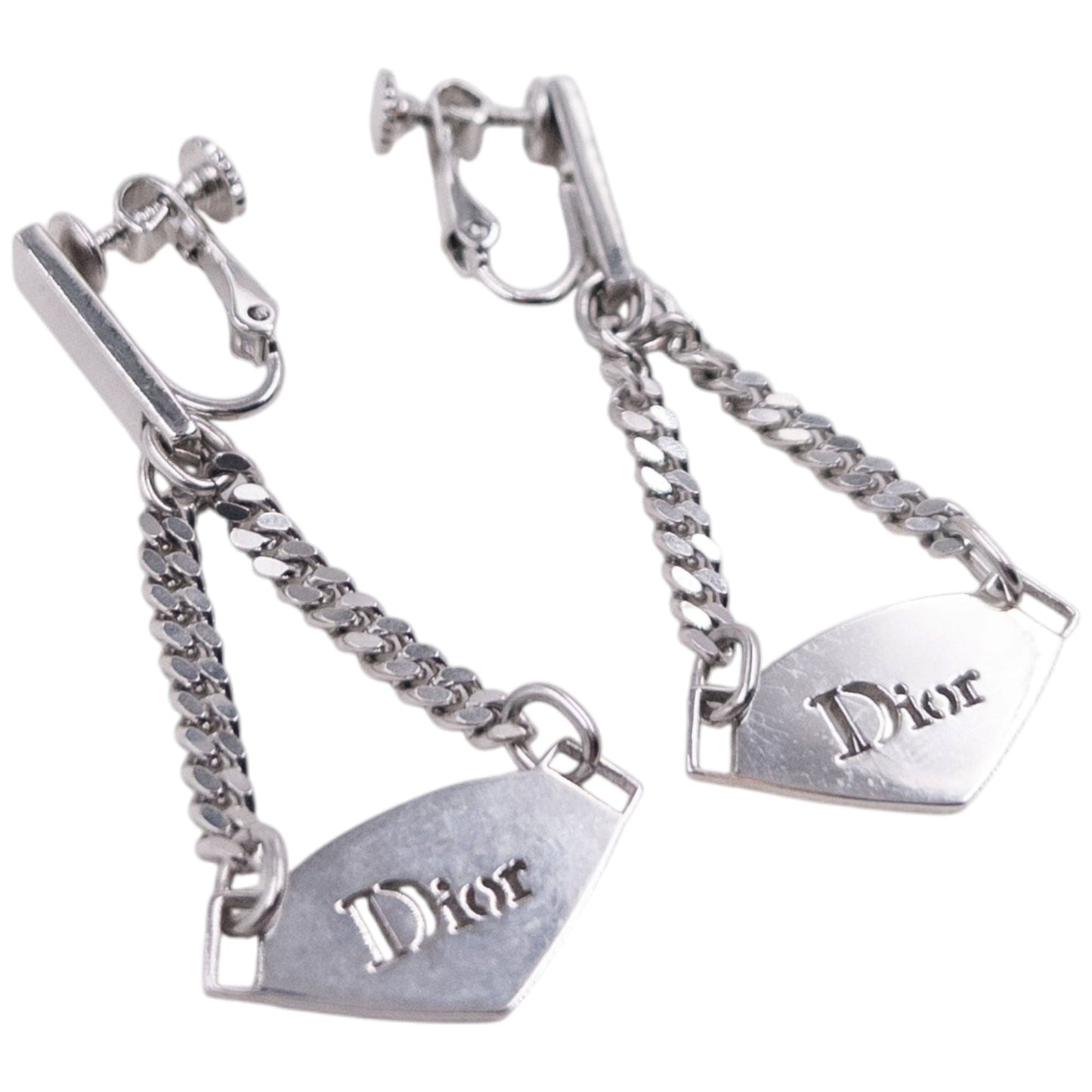 Vintage 2000s Dior By John Galliano Silver Clip-On Earrings | O/S, Grey