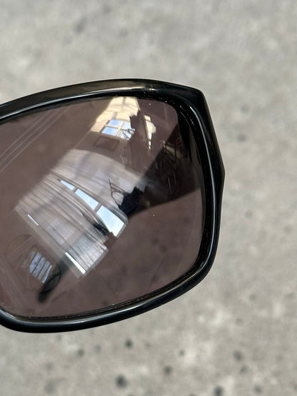 Dolce & Gabbana 2000s rectangle logo sunglasses with black frames and dark tinted lenses, stylish and iconic eyewear.