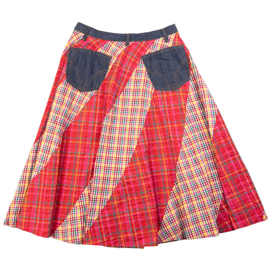 Vintage 2000s Dolce & Gabbana Patchwork Checkered Skirt Womens Size W26 | W26, Red