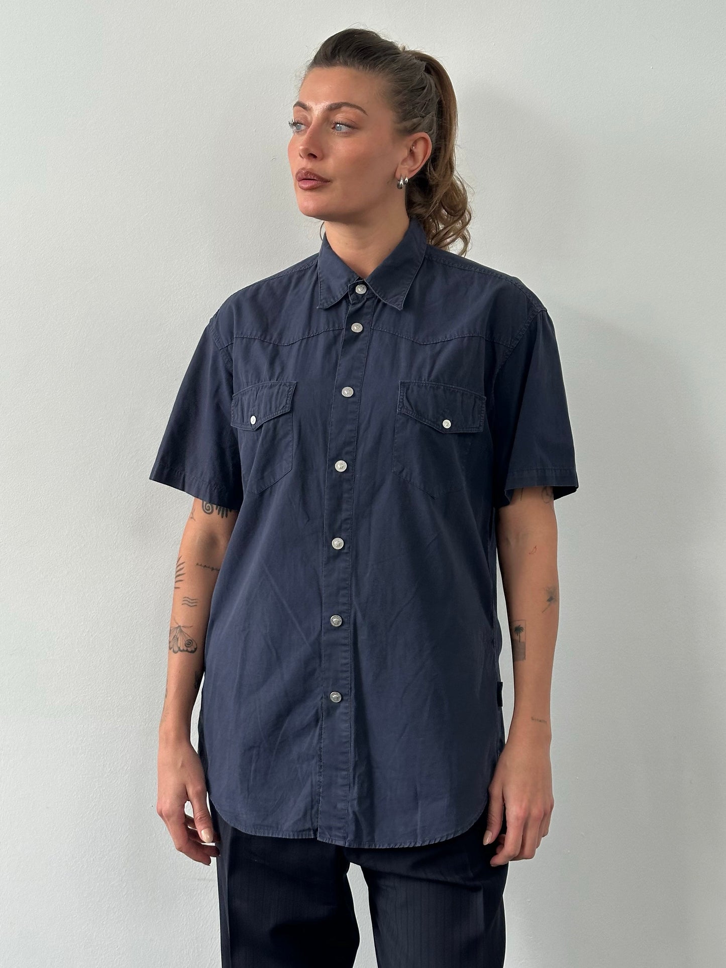 Versace Jeans Couture 1990s Bespoke Button Short Sleeve Shirt - L
