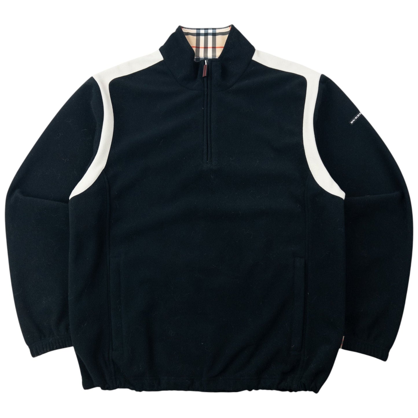 Vintage 2000s Burberry Golf Q Zip Fleece Sweatshirt Size M | Medium, Black