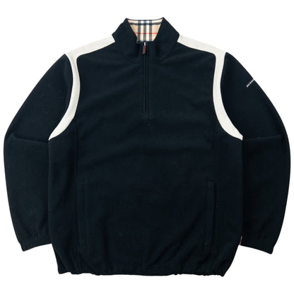 Vintage 2000s Burberry Golf Q Zip Fleece Sweatshirt Size M | Medium, Black