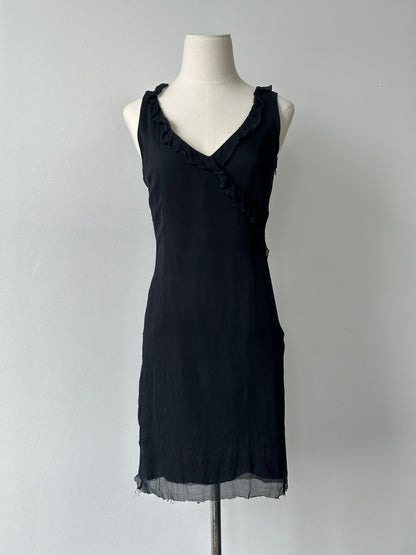 Max & Co 2000s Pure Silk Ruffle Trim Mini Dress - S
